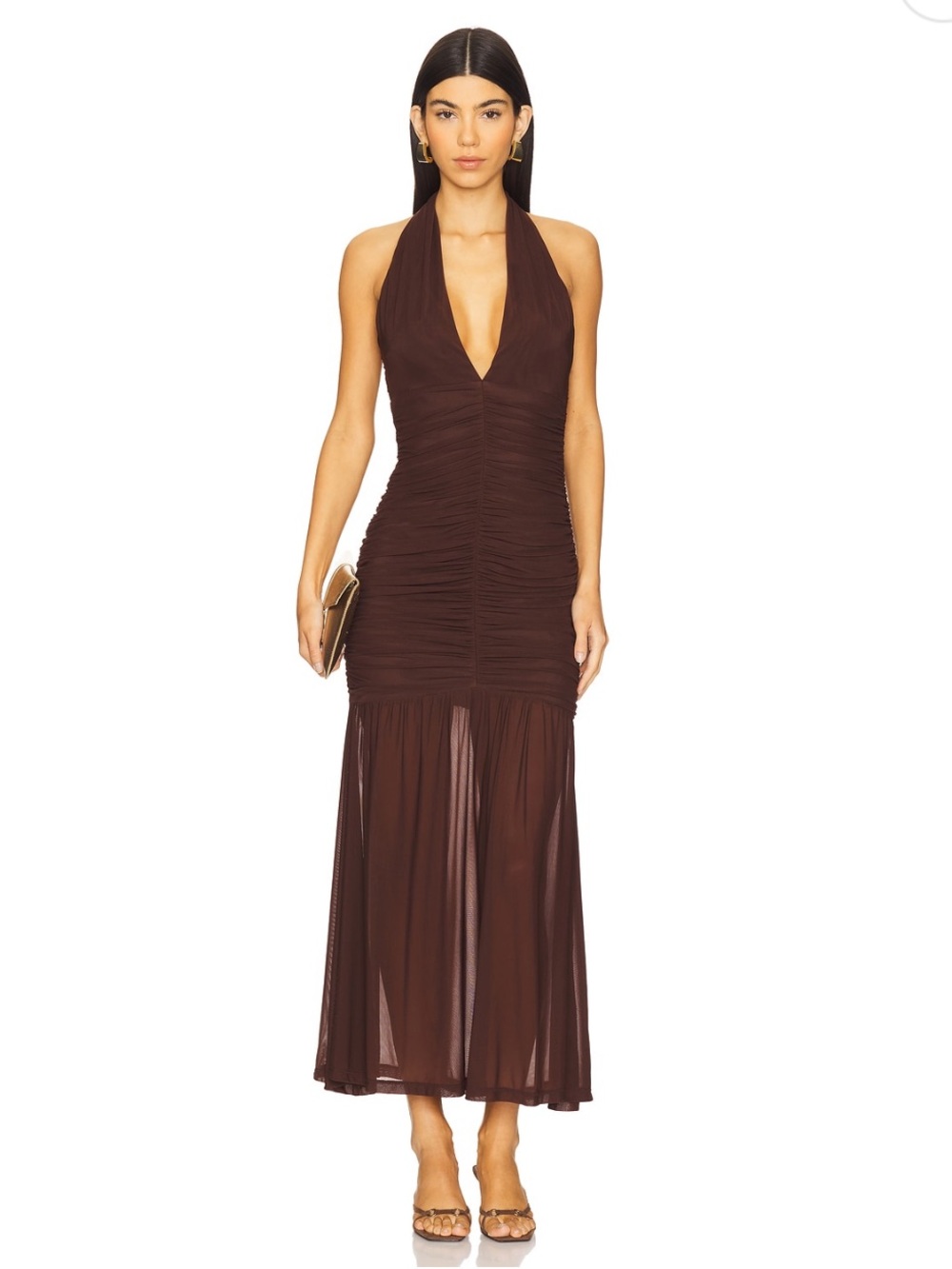 Brown midi dress
